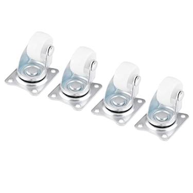 Imagem de Rodízios Giratórios Universais Akozon 4pcs Com 1 Roda de Polipropileno Branco - Ideal para Aplicações Em Móveis, Carrinhos e Cadeiras