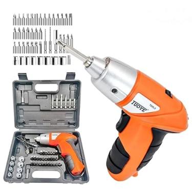 Imagem de Mini Parafusadeira & Furadeira Elétrica Sem Fio Recarregável, Kit com 45 Peças e Maleta