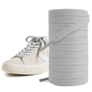 Imagem de UamGlsob 2 pares de cadarços de algodão para tênis de cano baixo, substituição de cadarços planos para tênis de corrida atléticos Campus 00s (cinza, 47"/120 cm)