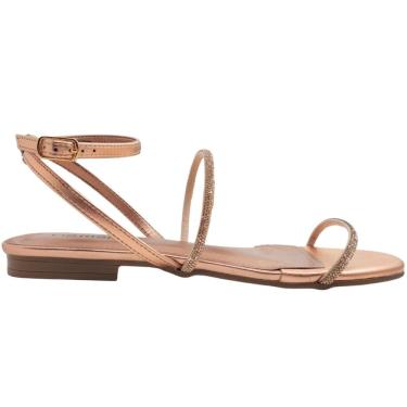 Imagem de Sandália Feminina Rasteira Casual Dia a Dia Passeio com Strass Conforto Via Marte 113-007