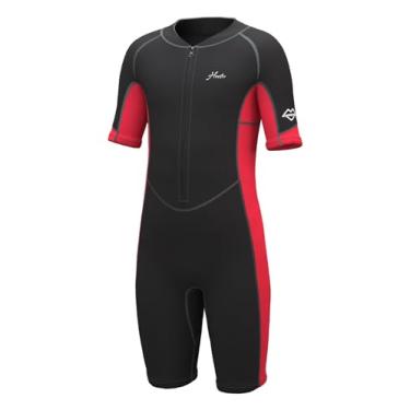 Imagem de Hevto Roupa de mergulho infantil para meninos e meninas jovens 2 mm neoprene short molhado em água fria para natação snorkeling surfe mergulho (K1S-vermelho, 8 slim)