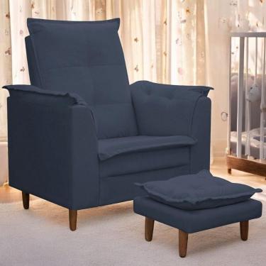 Imagem de Poltrona Maria Para Amamentação E Descanso Com Puff Confortável Suede Azul Marinho Mabe Magazine