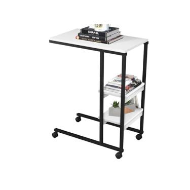Imagem de Mesa Lateral Apoio Auxiliar Centro Home Office Fit Compacta Otimiza Espaço Tampo MDF Estrutura em Aço Resistente Reforçada