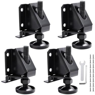 Imagem de DkOvn Nivelador de perna, pacote com 4 pés niveladores, pernas de nivelamento de móveis resistentes ajustáveis, com parafusos, porcas de trava e chave inglesa, altura ajustável de 5 cm, para móveis,