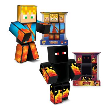 Imagem de Kit com 2 Bonecos Articulado jogo minecraft lopers e athos