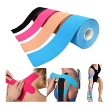Imagem de Fita Tape Bandagem Elástica Adesiva 5cm x 5m Funcional Treino Recuperação Muscular Evita Lesões Alívio Rápido Recuperação Muscular - Cores Sortidas