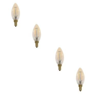 Imagem de KIT 4 Lâmpada LED Filamento Vela 4W E12 Bivolt 2400K – Branco Quente, Estilo Retrô Decorativo, 300lm, 360°, Para Lustres, Pendentes e Ambientes Aconchegantes – Opus