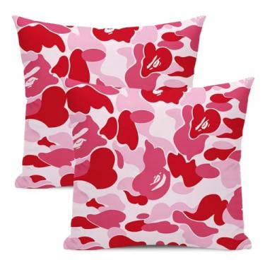 Imagem de BETGINY Capas de almofada rosa choque 45,7 x 45,7 cm, pacote com 2, capas de almofada decorativas estéticas em aquarela rosa, capa de almofada abstrata moderna para decoração de sofá de casa