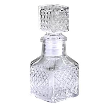 Imagem de Licoreira Mini Garrafa Quadrada Cristal 50ml De Vidro com Ventosa