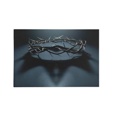 Imagem de Quadro Decorativo Canvas Jesus Coroa Espinhos Cinza 75x50cm - DELIQUAD