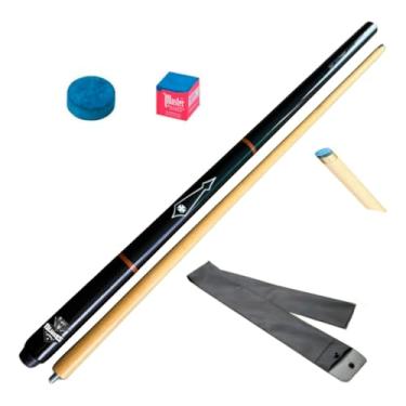 Imagem de Taco Sinuca Snooker Bilhar Profissional Sola Couro + Brindes(Preto)