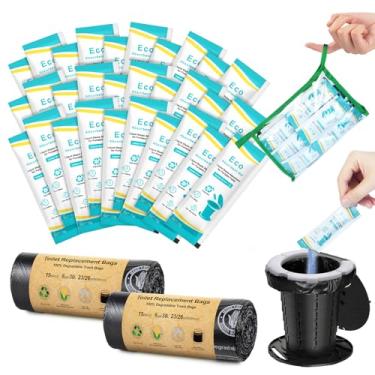 Imagem de BLIKA Conjunto de 30 sacos de vaso sanitário para acampamento, conjunto de gel ecológico absorvente, sacos de banheiro portáteis com gel, 8 galões, 30 litros, resistente 1 mil, sacos de substituição