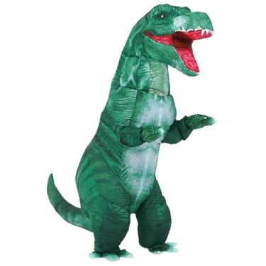 Imagem de MASTAOUTDOOR Fantasia inflável de dinossauro de Halloween para adultos, fantasia de dinossauro extravagante, fantasia de dinossauro de corpo inteiro, Verde, Standard