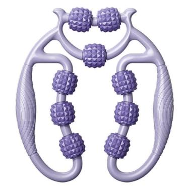 Imagem de Massageador de 9 Rodas de 360 ​​graus, Massageador de Rolo Portátil para Músculos das Pernas, Fácil de Rolar, Alivia a Tensão do Pescoço (Roxo)