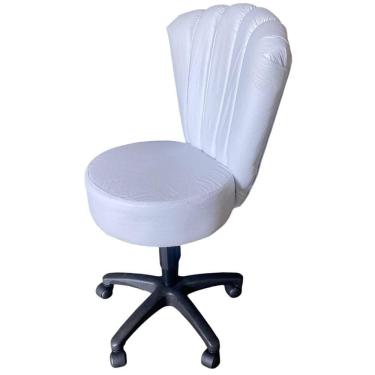 Imagem de Cadeira Mocho Pétala Corino Branco - In9 Decor