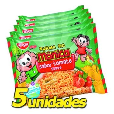 Imagem de Nissin Lamen Miojo Turma Da Mônica Tomate Suave 5 Unidades
