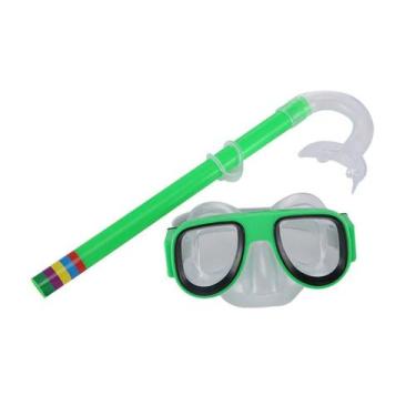 Imagem de Snorkel Kit Mergulho Infantil Silicone Natação Apneia Verde - Art Spor