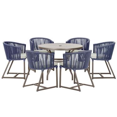 Imagem de Mesa com 6 Cadeiras de Jantar Roma 120cm e Noronha em Alumínio