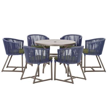 Imagem de Mesa com 6 Cadeiras de Jantar Roma 120cm e Noronha em Alumínio