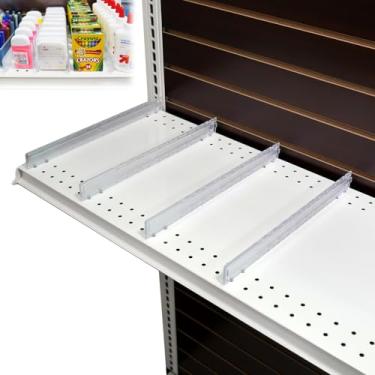 Imagem de Divisórias ajustáveis de prateleira de gôndola – Organizador de itens retráteis para prateleiras de 35,5 cm a 55,88 cm D – Pacote com 50