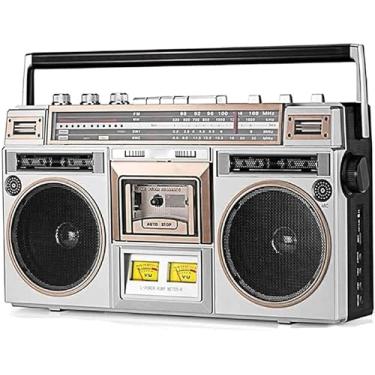 Imagem de Clássico Estilo Dos Anos 80 Retro Boombox Cd Tape Player, Retro Bluetooth Cassette Player Com Fm E Dab Rádio, Gravação Usb, Leitor De De Rádio, Gravador De Para Viagem De Reunião De Família