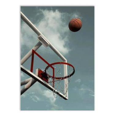 Imagem de Placa Decorativa Basquete Cesta Céu Azul Decoração Quarto Sala