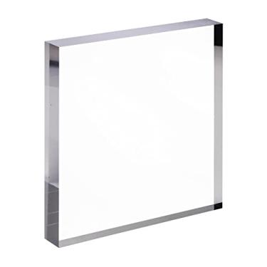 Imagem de CiaoHER Bloco De Exibição De Cubo De Acrílico Quadrado De 1 Pol. De Espessura E 9 Pol., Pedestal Transparente Polido, Base Sólida De Elevação, 9 Pol. X 9 Pol. X 1 Pol., 1 Pacote