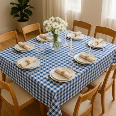Imagem de Toalha de Mesa Xadrez Retangular Casa Apartamento Pousada Hotel Airbnb 2,20 X 1,50 (AZUL)