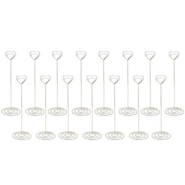 Imagem de Office Supplies Metal Hall Heart Card Card Stands Com Base Arredondada Adequada para Realizar Fotos de Memorandos Notas Cartões de Visita de Papel Cartões de Preço 15pcs Titulares de Tabela de