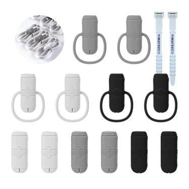 Imagem de YIMATEECO Protetor de cabo de carregador, 12 peças 2 em 1 capa protetora de enrolador de cabo de dados para iPhone USB-C tipo C, capa de cabeça de carregamento de silicone antiquebra de armazenamento