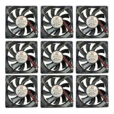 Imagem de Kit 10 Micro Ventilador 80x80x15mm Gabinete Cooler 12v Com Fio Para Ar