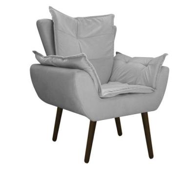 Imagem de Poltrona Decorativa Fenzzi Pés Palito Tabaco Sala de Espera Recepção S