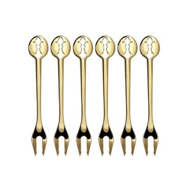 Imagem de Jogo 6 Garfos Petisco Aperitivo Banhado Ouro 24kl Bugatti