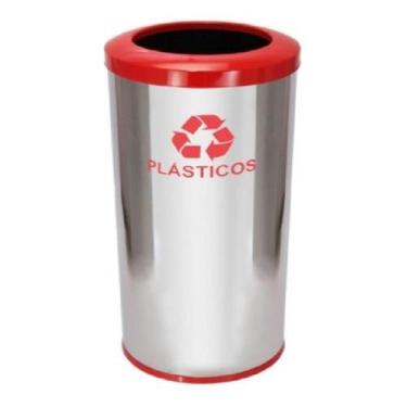 Imagem de Lixeira Em Aço Inox Com Aro Pintado 50L - JSN