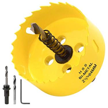 Imagem de Serra furo Acekit de 6,35 cm com 3/8 Arbor HSS Bi-Metal Orifício Lâmina e inclinação de dentes variável para madeira, placa de plástico, tubo, madeira compensada e folha de metal macio (64 mm)