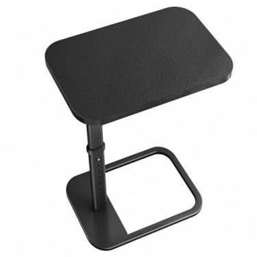 Imagem de Kitstorack Bandeja de TV, altura ajustável e cantos de metal arredondados, mesa de lanche para sofá, cama, cadeira, sala de estar, mesa lateral em forma de C para comer, jantar ou laptop, espaços