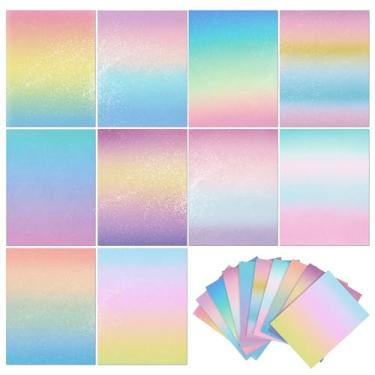 Imagem de Gersoniel 40 folhas de papel decorativo gradiente de 21 x 28 cm para cartolina dupla face, papel brilhante para fazer cartões, agenda, material de origami, scrapbook, 10 designs
