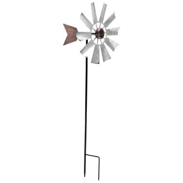 Imagem de Yardwe Girador de vento ao ar livre, estacas de jardim de flores de metal moinho de vento escultura de metal cata-vento estaca de arte para exterior decoração de metal para quintal e jardim gramado