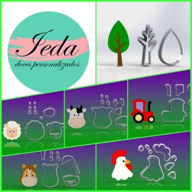 Imagem de Cortador Fazendinha Kit Ieda 6 Modelos Modulares Tamanho 6 Cm