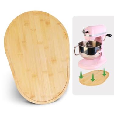 Imagem de Adwrparts Bandeja móvel de bambu para batedeira de cabeça inclinada Kitchen-Aid 5-8 Qt, tapete móvel deslizante de bancada de cozinha para batedeira de suporte de cozinha