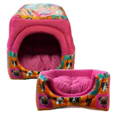 Imagem de Cama Caminha Túnel Toca iglu pet 2 em 1 Cachorro Gato Tamanhos M G GG(Rosa Cachorro,G 45x45)