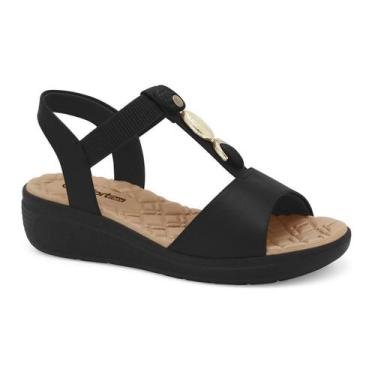 Imagem de Sandália Anabela Comfortflex Feminina Conforto Calce Facil, Preto, 37