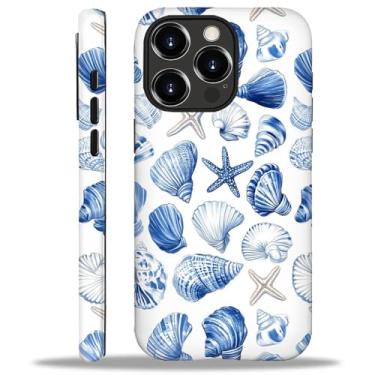 Imagem de CARLOCA Compatível com iPhone 16 Pro Max, capa fosca de corpo inteiro para meninas e meninos, capa rígida à prova de choque para iPhone 16 Pro Max estampa estética da moda azul oceano concha estrela