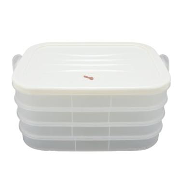 Imagem de Recipiente De Armazenamento De Alimentos De 4 Camadas Grande Capacidade Empilhável Cookie Dumpling Box BPA Organizador De Plástico Livre Para Cozinha Freezer Meal Prep E