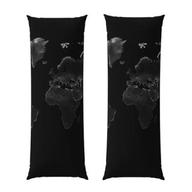 Imagem de Capa de travesseiro corporal com zíper oculto, fronha longa de microfibra macia e respirável para travesseiro corporal, capas de travesseiro de mapa do mundo preto para cama de presente para dormir 50