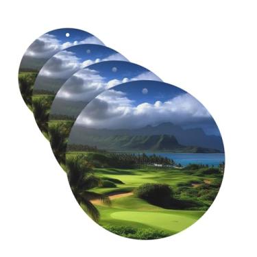 Imagem de 4 peças aromatizadores de ar de carro pendurados cartões perfumados para SUV Scenic Hawaii Golf Tropical Car Aromaterapia Tablets Auto Interior Espelho Pingente para Quarto Armário de Sapatos