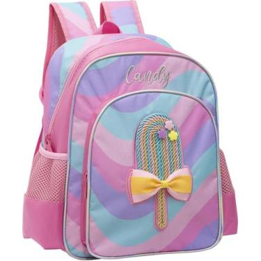 Imagem de Mochila Menina Infantil Rosa Escolar Candy Com Laço Sorvete MIF5335 - 