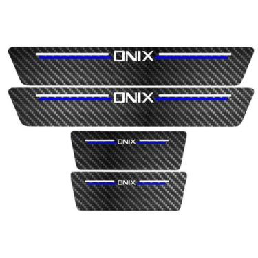 Imagem de Kit Soleira Protetora Porta Premium Blue Carbono - Onix - Jhow Adesivo