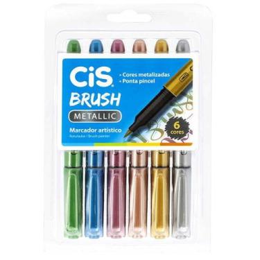 Imagem de Estojo Cis Brush Pen Metallic - Marcador Artístico 6 Cores