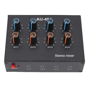 Imagem de Asixxsix Mixer estéreo de 4 canais, mixer de som de 20HZ-20KHZ com conversão de não balanceado para balanceado, para microfone, guitarra, baixo, teclado, estúdio, palco